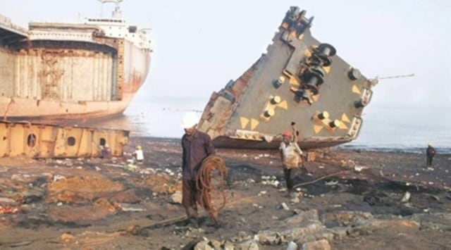 Gujarat Ship breaking yard, Alang ship-breaking yard, Ship dismantling, Covid-19, Indian Express news
