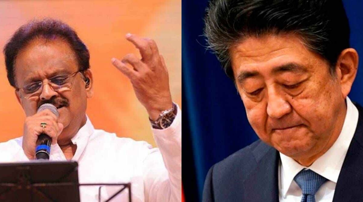 Singer S P Balasubramaniam and Japan's Shinzo Abe.