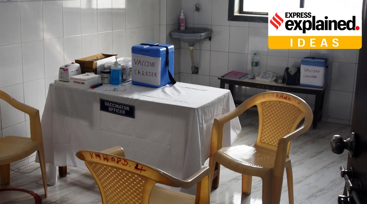 At a proposed Covid-10 centre in Thane, Maharashtra. (Express Photo: Deepak Joshi)