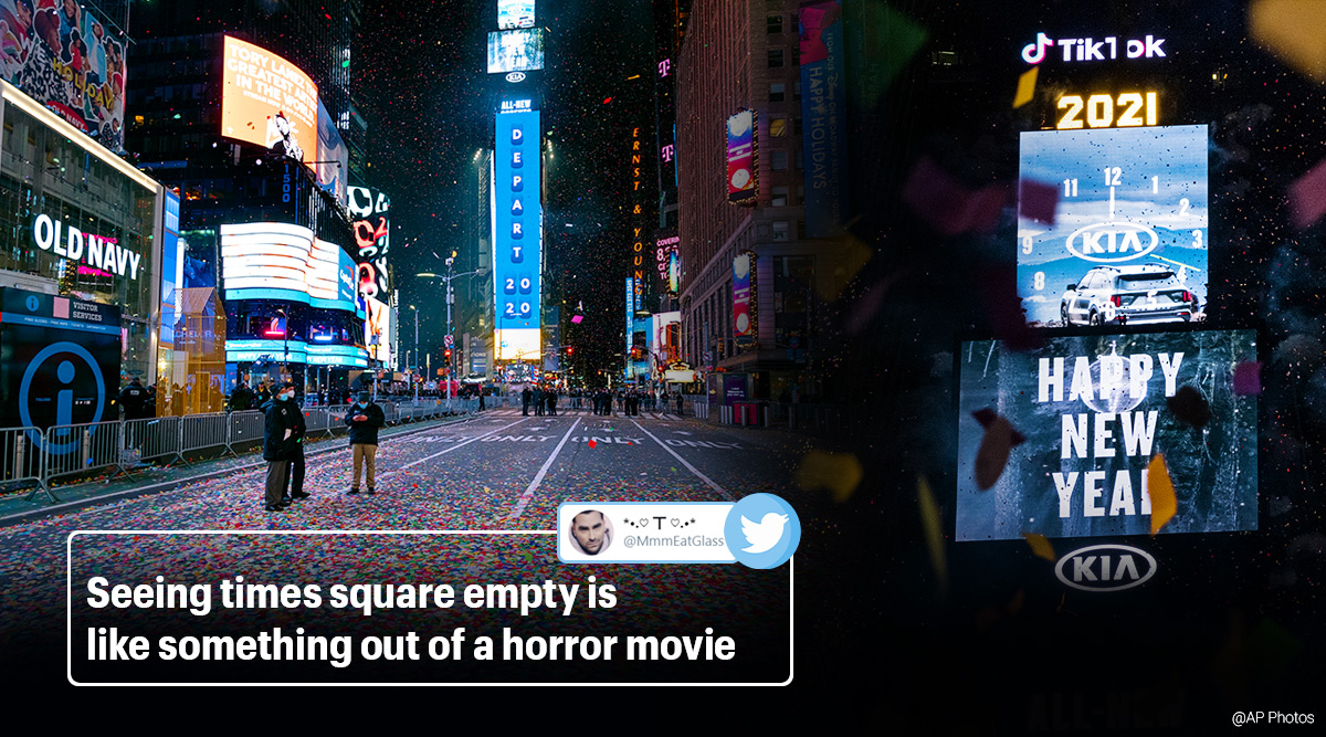 Spooky Empty Times Square For New Year S Eve Celebrations Leaves Netizens Feeling Sad Trending News The Indian Express