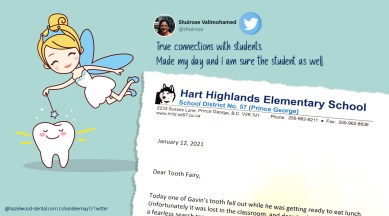 Tooth fairy, Letter for tooth fairy, Elementary school vice-principal tooth fairy letter, Tooth fairy note, Hart Highlands Elementary School, British Colombia, Trending news, Good news, Indian Express news