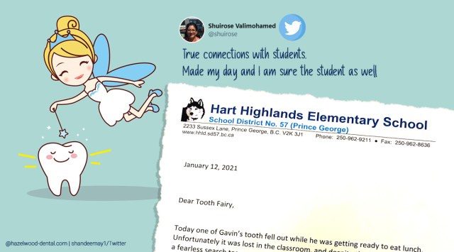 Tooth fairy, Letter for tooth fairy, Elementary school vice-principal tooth fairy letter, Tooth fairy note, Hart Highlands Elementary School, British Colombia, Trending news, Good news, Indian Express news