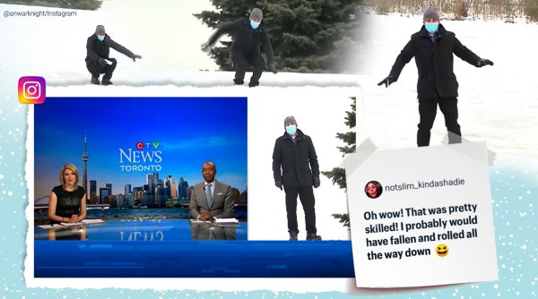 funny weather update, weather man slide downhill update, CTV weather man slide downhill forecast, anwar knight sliding downhill forecast, Trending news, viral videos, indian express