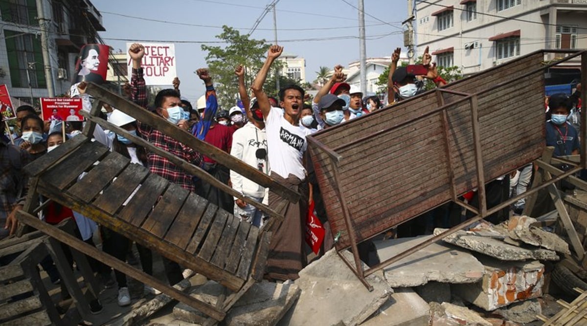 anti-coup protesters, Mandalay, Sagaing region, Myanmar protest, Myanmar demonstrators, world news, indian express world news