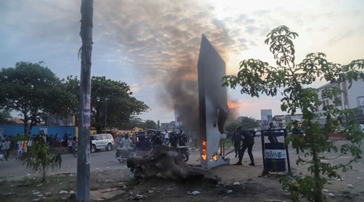 Monolith, Congo, Silver monolith set on fire, monolith on fire, Congo monolith, Latest Monolith, Monolith torched, Democratic Republic of Congo, Silver Piller Congo, Trending news, Indian Express news