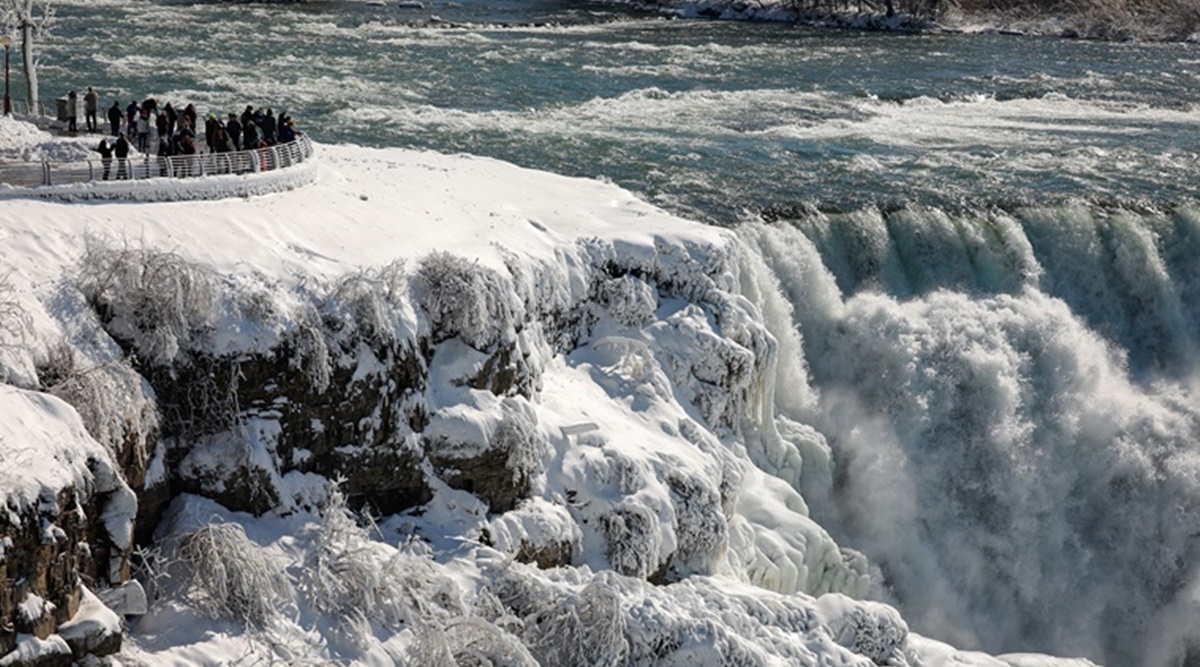 Pictures and videos of half-frozen Falls go viral, leave Trending News,The Indian Express