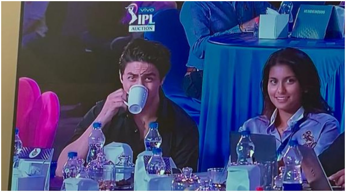 Image result for IPL: Juhi Chawla is happy to see her daughter Jahnavi and Shah Rukh Khan's son Aryan Khan at the KKR auction table