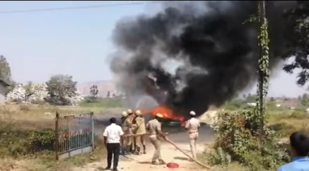 Krishnagiri fire, car fire, AMMK cars