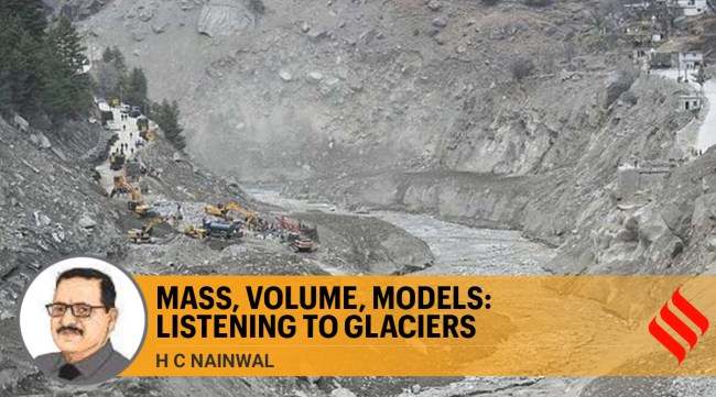 Restoration work at the Rishi Ganga power project site following the Feb 7 flash floods in Uttarakhand's Chamoli, reigniting concerns over Himalayan glaciers (PTI) 