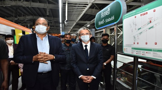 Emmanuel Lenain also visited MahaMetro headquarters along with a high-power delegation for an overview of the Nagpur Metro project. (Express Photo)
