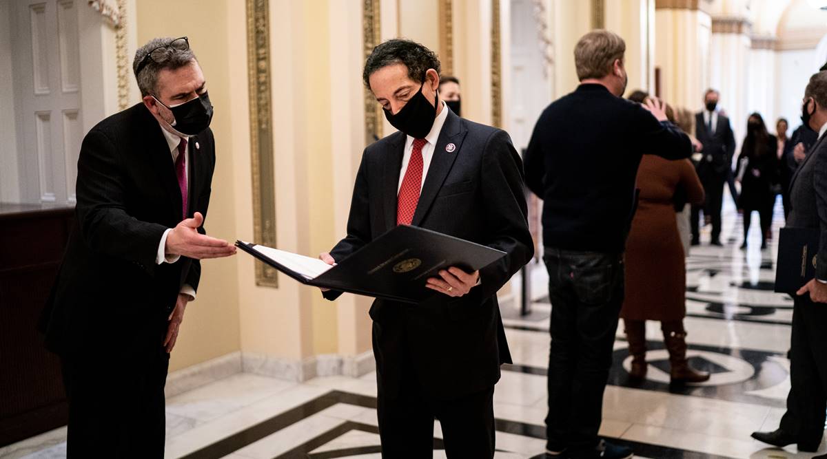 Donald Trump, GTrump impeachemnt, US Democrats, US Senate begins impeachment trial, world news, Indian express