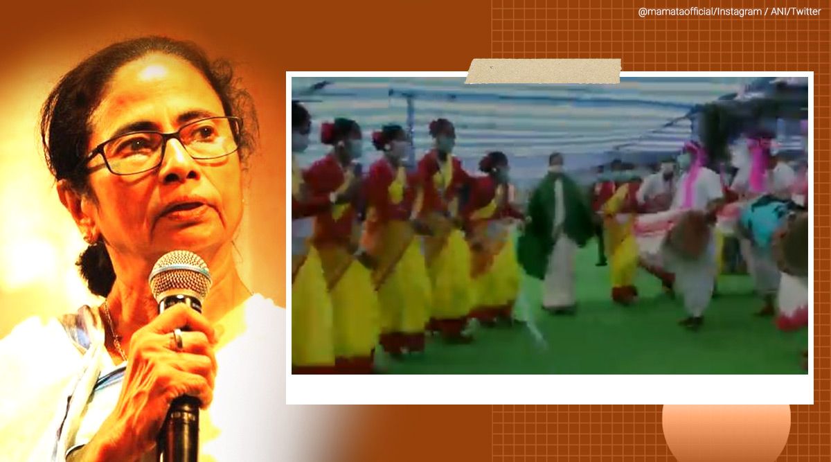 Mamata Banerjee, Mamata Banerjee dancing, West Bengal CM Mamata Banerjee dances during a mass marriage ceremony Falakata, viral video, twitter reactions, indian express, indian express news