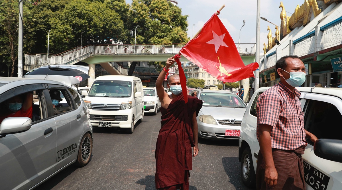 Buddhist monk, Myanmar coup, Myanmar protests