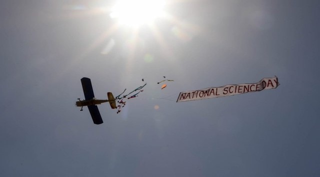 Science park department of Savitribai Phule Pune University organised Aeromodelling show on National Science Day 2021 . (Express photo by Ashish Kale)