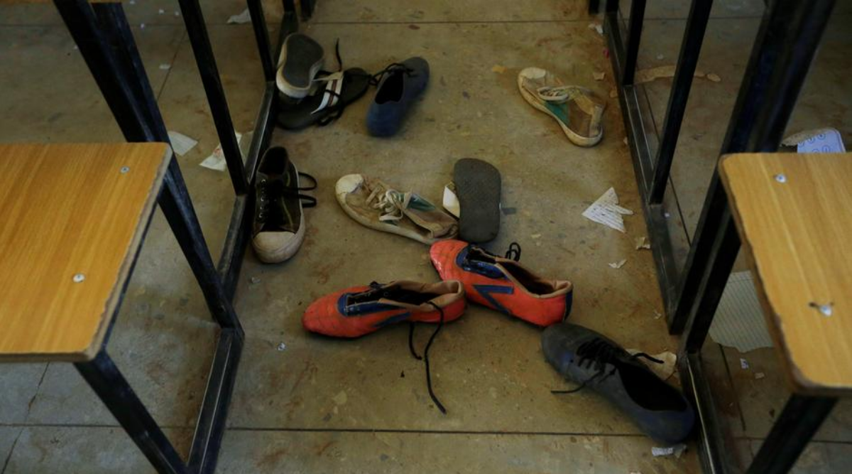 In this December 2020 file photo, the shoes of students who were kidnapped from a school in Kankara are seen on the floor of their classroom (Sunday Alamba/picture-alliance/AP)