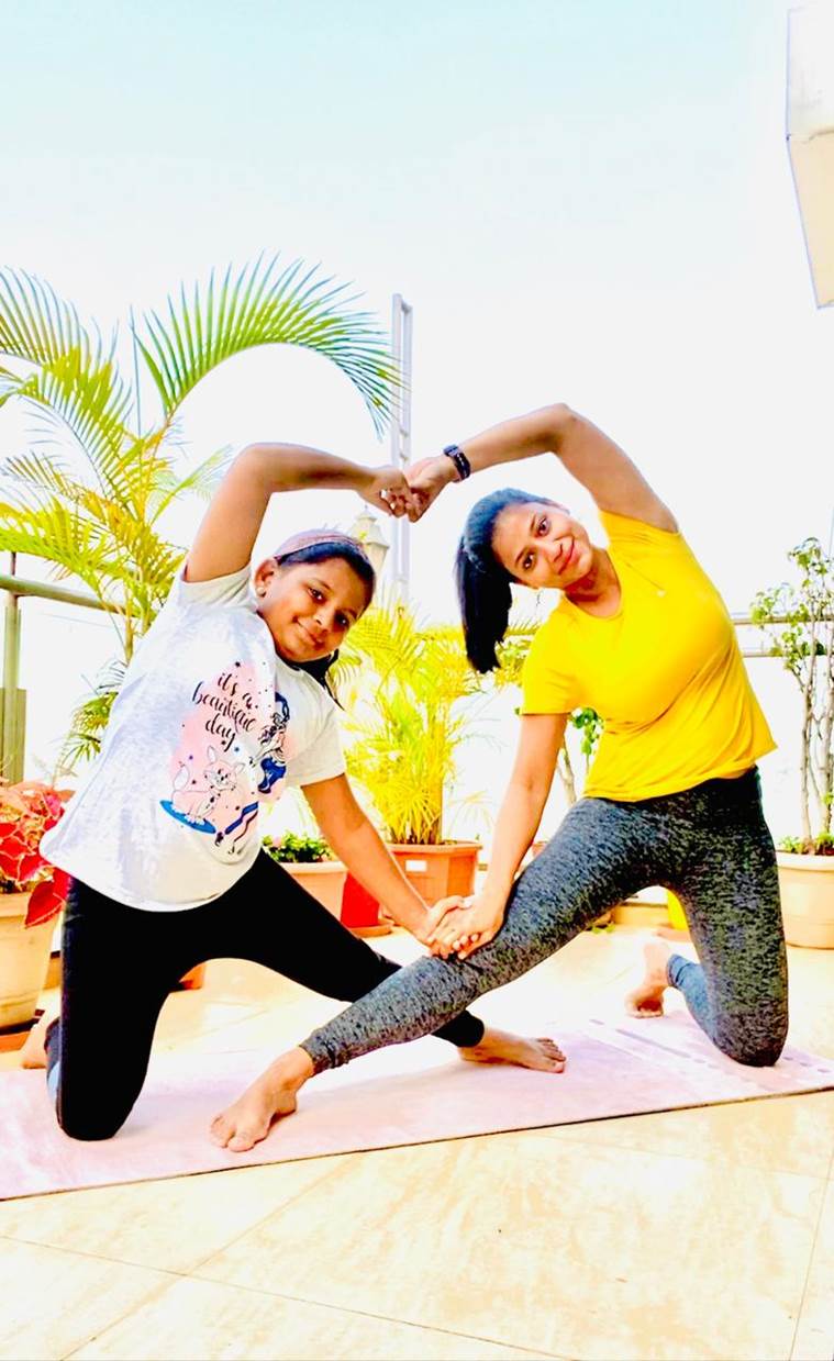 yoga, yoga for kids, yoga poses for kids, yoga asanas for kids, yoga with child, yoga with partner, health, parenting, Valentine's Day activity, indian express news