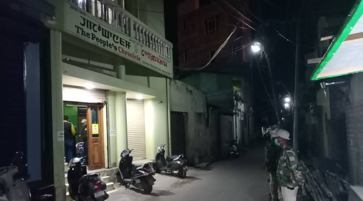 A hand grenade was thrown inside the office of a local newspaper ‘Poknapham’ in Imphal. 