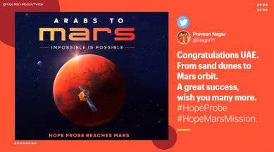 UAE, UAE mission to mars, UAE’s hope probe, United Arab Emirates, Twitter reactions, UAE’s space probe Amal, HopeProbe, Arabs to Mars Trending news, Indian Express news