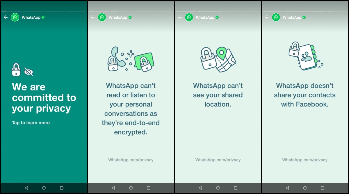 WhatsApp now using Status updates to clear air on new privacy policy |  Technology News,The Indian Express