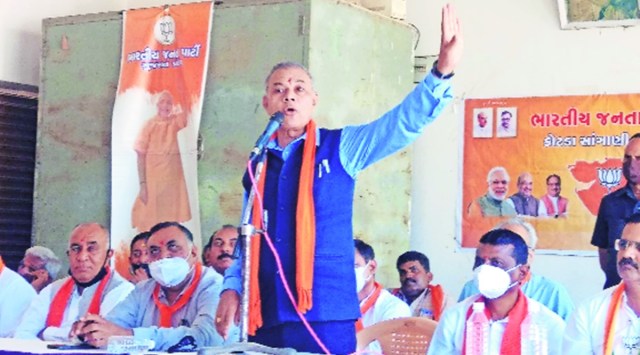 Bharatiya Janata Party, Gordhan Zadaphia, rajkot panchayat elections, narmada water, indian express news