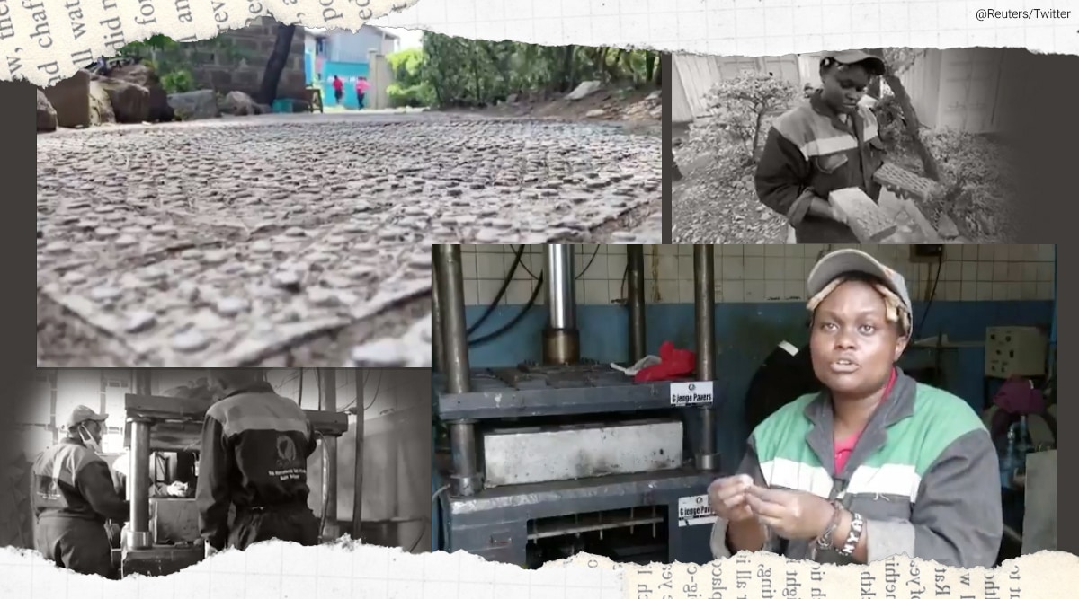 Kenyan recycles plastic waste into bricks stronger, plastic into bricks, plastic bricks, waste recycle. trending, indian express, indian express news,
