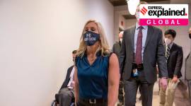 Marjorie Taylor Greene, Marjorie Taylor Greene controversy, Marjorie Taylor Greene tweets, US Congress, Kevin McCarthy, express explained, indian express