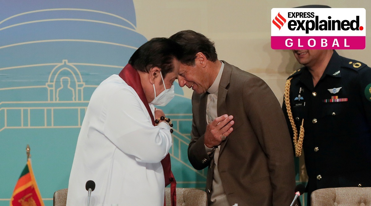 Prime Ministers Imran Khan and Mahinda Rajapaksa in Colombo on February 24. (Reuters Photo: Dinuka Liyanawatte)