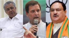 Pinarayi Vijayan, the chief minister of the LDF-led Kerala government, Congress' Rahul Gandhi and BJP president J P Nadda.