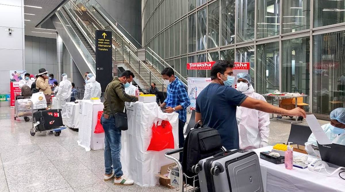 covid-19 testing station at medellin airport