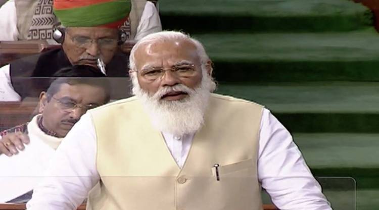 Prime Minister Narendra Modi addressed the Lok Sabha today. (Source: Screengrab/LokSabhaTV)