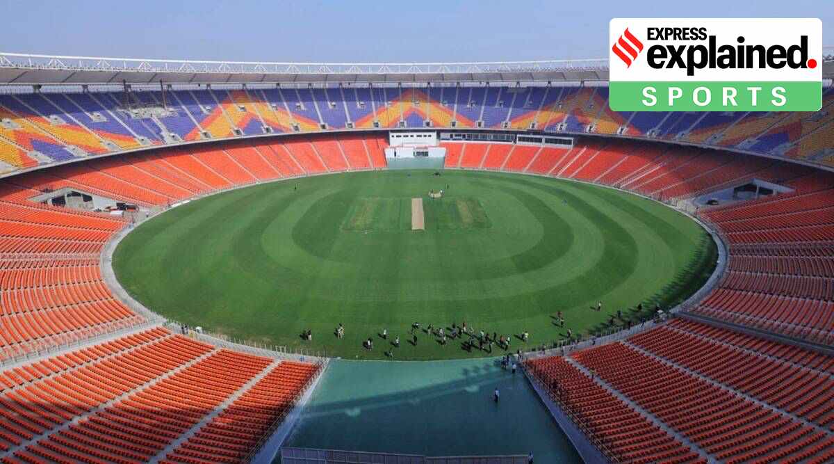 The strip for a pink-ball Test usually has more grass to begin with than what is expected for a red-ball game. As per convention, 6mm of grass is left on the surface. (Express Photo)