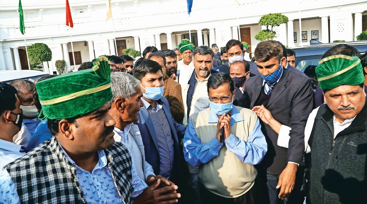 UP farmers meet Kejriwal, khap panchayat leaders, Arvind Kejriwal, Delhi CM, Farmers protest, farm laws, Delhi news, Indian express news
