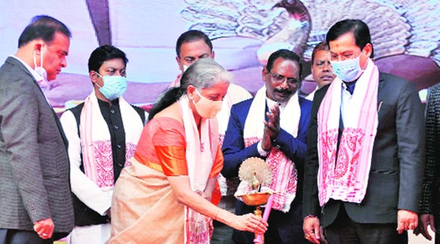 Nirmala Sitharaman, Sarbananda Sonowal, Himanta Biswa Sarma, assam Finance Minister, Assam tea garden workers, direct benefit transfer scheme, indian express news