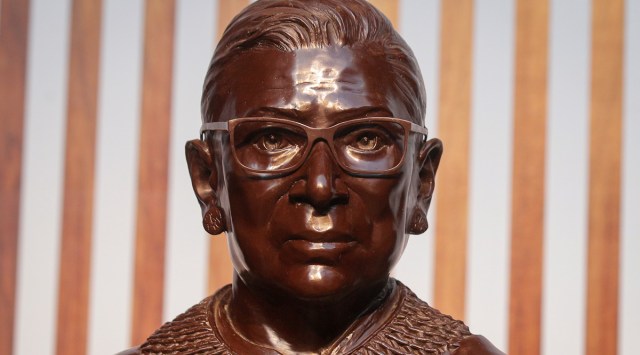A bronze statue of the late U.S. Supreme Court Justice Ruth Bader Ginsburg made by artists Gillie and Marc is unveiled at City Point in Brooklyn, New York. (Photo: Reuters)