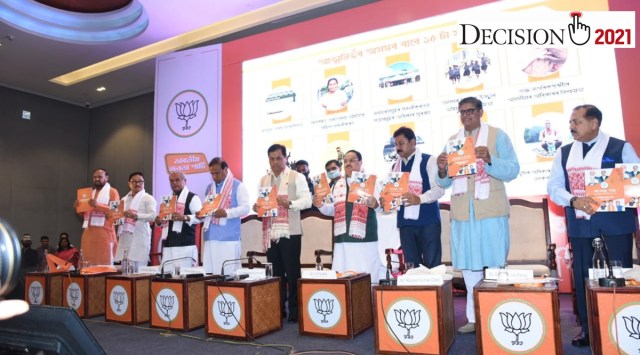 Assam election news, Assam BJP manifesto, BJP manifesto for Assam, Assam elections BJP manifesto, J P Nadda, Indian Express
