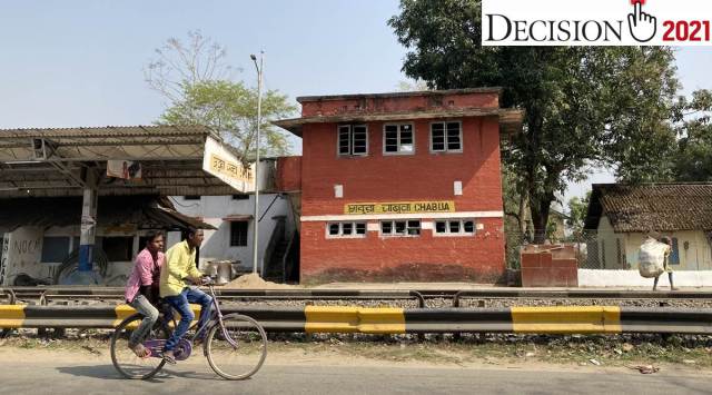 The railway station, burnt down by the protesters, still bears scars of the violence. (Express Photo by Abhishek Saha)