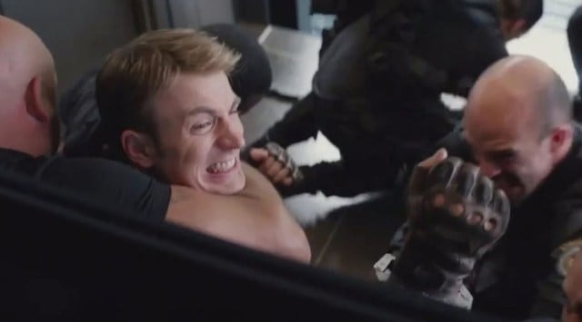 winter soldier elevator fight, captain america, chris evans