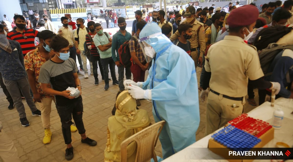 The Covid numbers in Gurgaon have seen a drop this month, after surging for several weeks since March end. (Express Photo/Representational image)