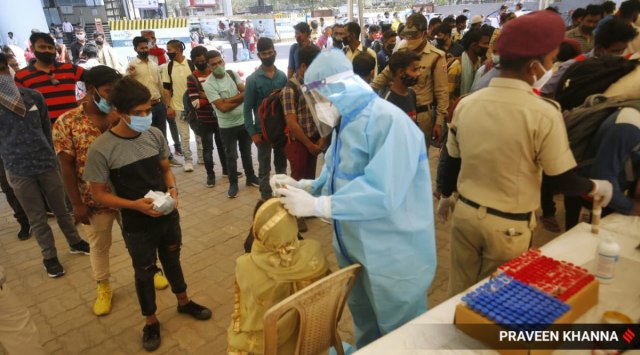 The Covid numbers in Gurgaon have seen a drop this month, after surging for several weeks since March end. (Express Photo/Representational image)