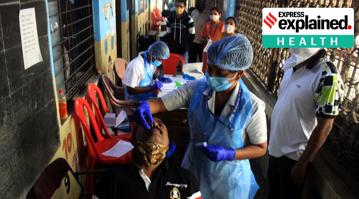 Testing for Covid-19 in Thane, Maharashtra. (Express Photo: Deepak Joshi)