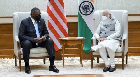 Narendra Modi Lloyd J Austin meeting, Lloyd J Austin India vist, India US, US Defence Secretary India, indian express news
