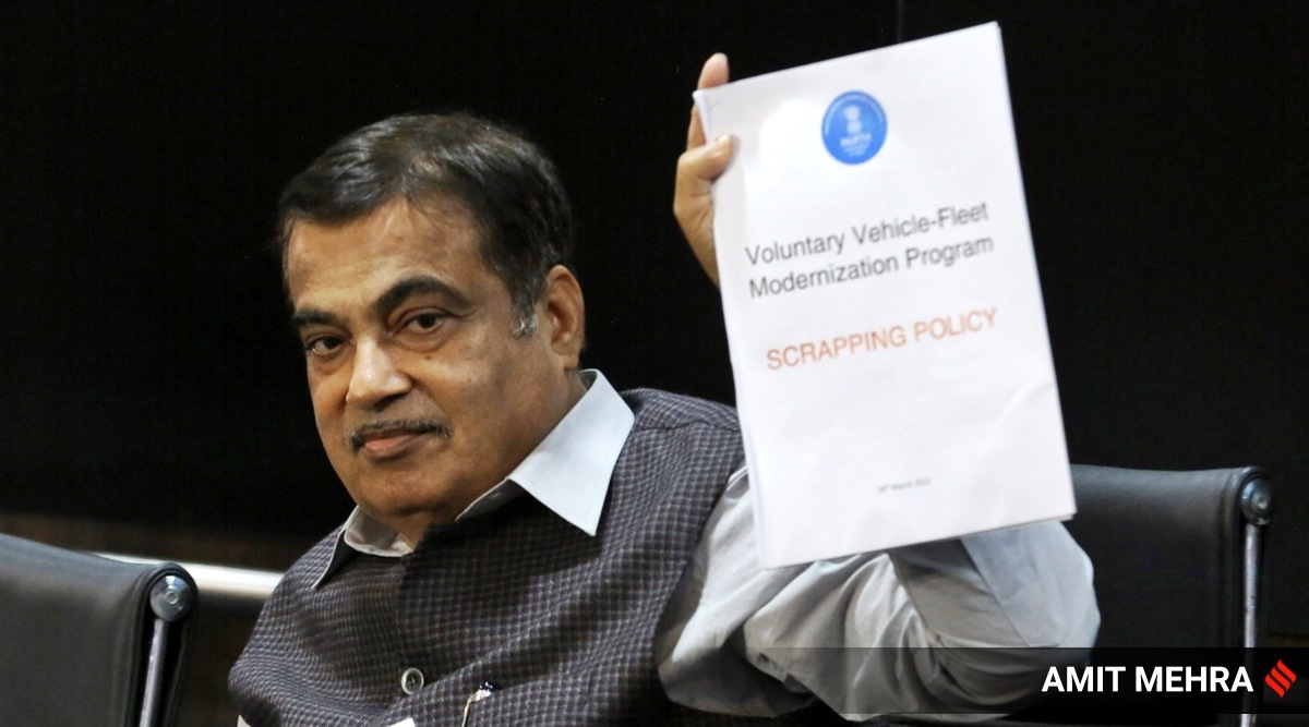 Union Minister for Road, Transport and Highways Nitin Gadkari during a press conference on the issue of scrapping policy in New Delhi. 