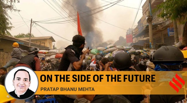 Protesters in Sagaing region of Myanmar on Monday. (Reuters)
