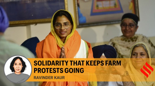 Labour rights activist Nodeep Kaur at Gurdwara Rakab Ganj Sahib in New Delhi, after her release from jail. She has constantly invoked labour, farmer unity. (PTI Photo) 