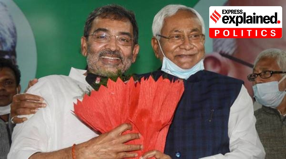 Upendra Kushwaha (left) brings in greater leadership value to the JD(U) as the most important Kushwaha leader of the state.