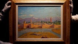 Winston Churchill, Winston Churchill painting, Winston Churchill Tower of the Koutoubia Mosque, winston churchill angelina jolie, Tower of the Koutoubia Mosque auction, Christie's in London auction, winston churchill Christie's London auction, art auction, art news, indian express art news