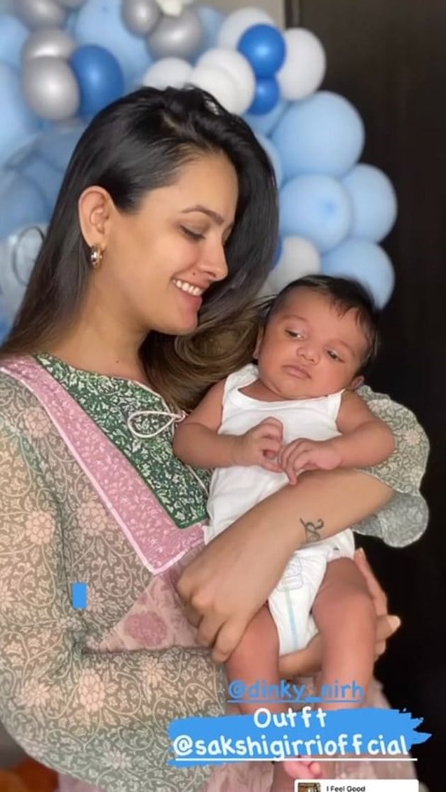 Anita Hassanandani son Aaravv one month birthday 6 photos