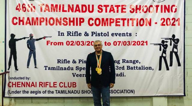 Ajith at Chennai rifle club. (Photo: Prasanna/ Twitter)