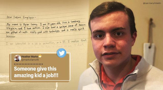 autism, autistic boy linkedin cover letter, autistic boy viral cover letter, autistic boy letter for potential employers, ryan lowry, job opportunities for autistic employees, indian express