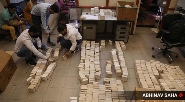 Staff at IGNCA pack artwork on Thursday as the Centre readies to shift to a new space. Abhinav Saha